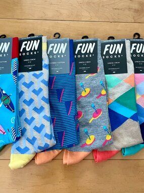 FUN Socks (6) pairs Novelty Nostalgic Dress Socks Mens 6-12 US 10-13 NEW